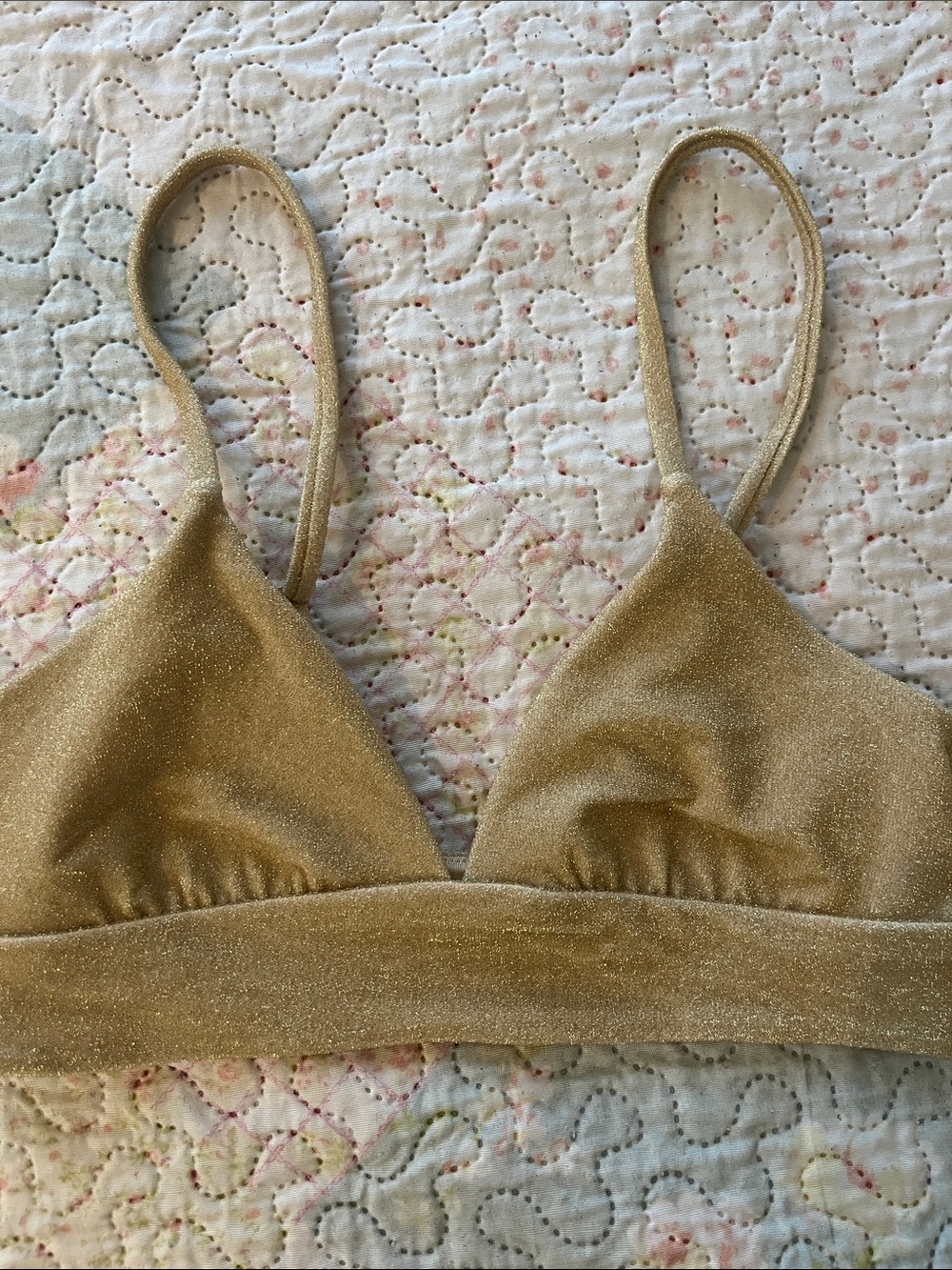 aerie Gold Shimmer Triangle Swim Bralette